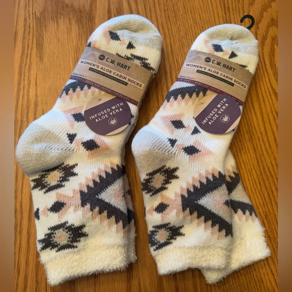 2  (SELLING SEPARATELY) C.W. Hart Women's Aloe Infused Cabin Socks